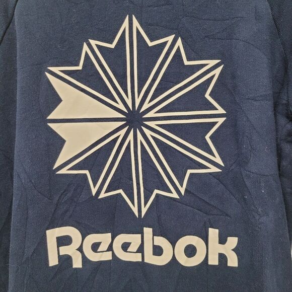 Reebok Navy Blue Classic Logo Crewneck Sweatshirt Top Size: Large - Picture 3 of 8